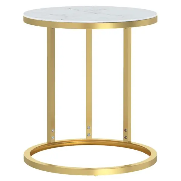 vidaXL Sidobord guld och vit marmor 45 cm härdat glas Fynd