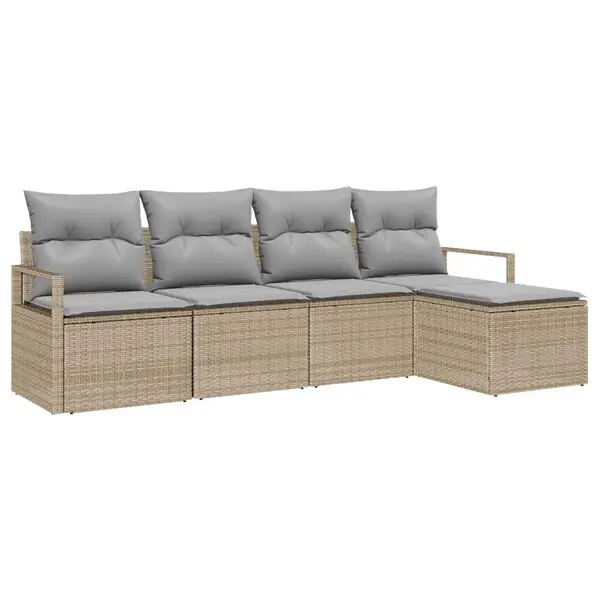 vidaXL Soffset med kudde 5 pcs Beige konstrotting Endast idag
