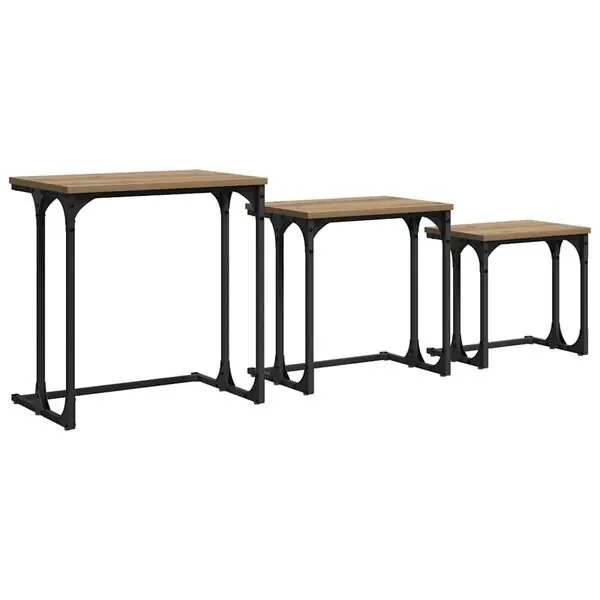 I lager vidaXL Nesting Kaffe Bord 3 pcs artisan ek Konstruerat trä