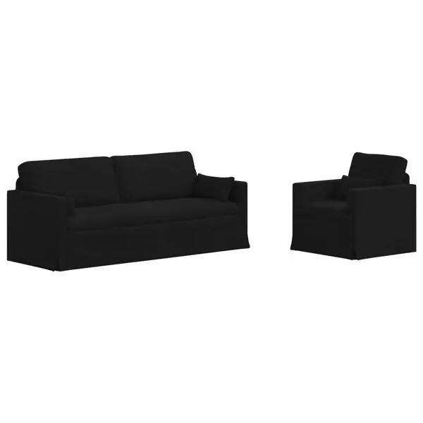 vidaXL Soffset 2 pcs Svart 198 x 78 x 80 cm tyg Erbjudande