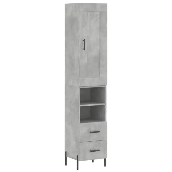 Billig vidaXL Högskåp betonggrå 34,5x34x180 cm konstruerat trä