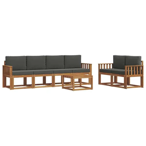 vidaXL Utomhussoffset med kudde 7 pcs Naturlig och Antracit Beställ nu