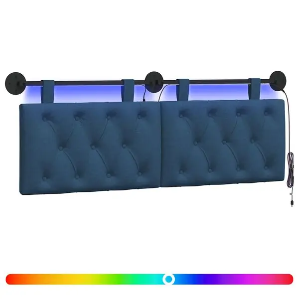 risnedsättning vidaXL Hängande sänggavel Med LED-lampa Blå Tyg