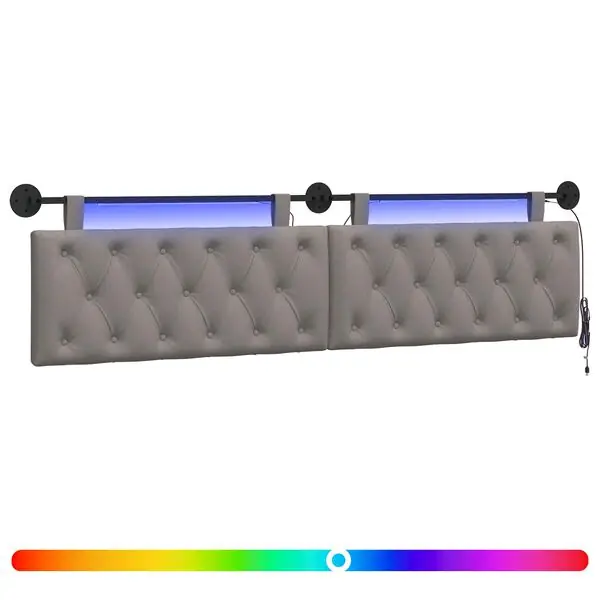 vidaXL Hängande sänggavel Med LED-lampa Taupe Tyg Nedsatt pris