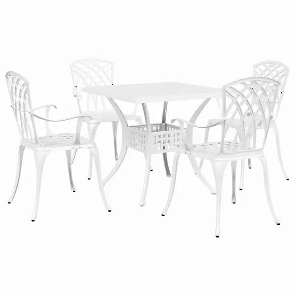 vidaXL Trädgårdsbord Set 5 pcs Vit Gjutet Aluminium Utförsäljning