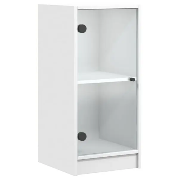 vidaXL Sidoskåp med glasdörrar vit 35x37x75,5 cm Snabb frakt