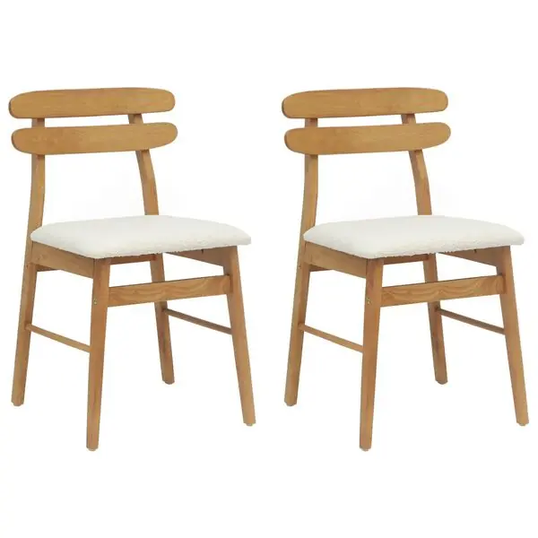 vidaXL Matstol 2 pcs Naturlig och ljus Massiv Gummiträ Sista chansen