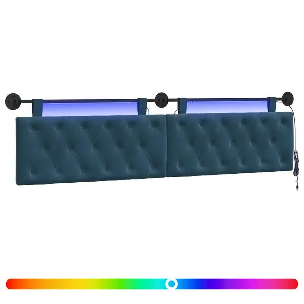 vidaXL Hängande sänggavel Med LED-lampa Blå Sammet Populärt val