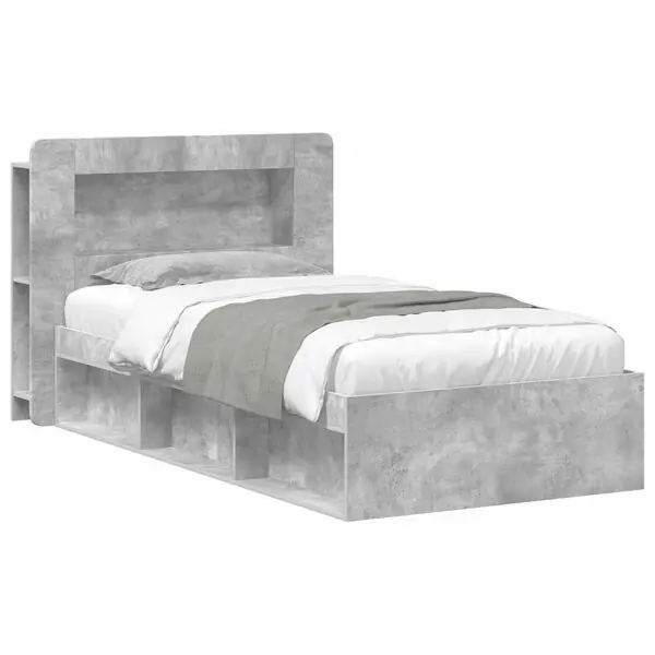 Rabatter vidaXL Sängram med förvaring Betonggrå 100 x 200 cm Konstruerat trä
