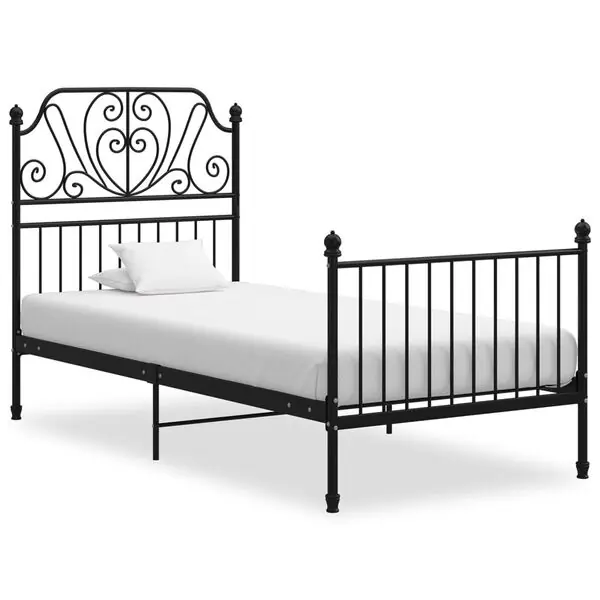 Erbjudande vidaXL Sängram utan madrass svart metall 90x200 cm