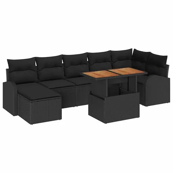 Beställ nu vidaXL Trädgårdsoffset med kudde 8 pcs Svart