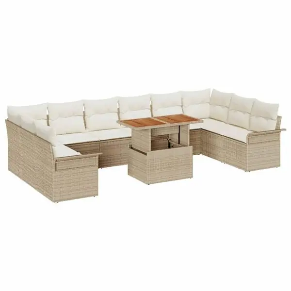vidaXL Trädgårdsoffset 11 pcs Beige och gräddfärgad konstrotting Fynd