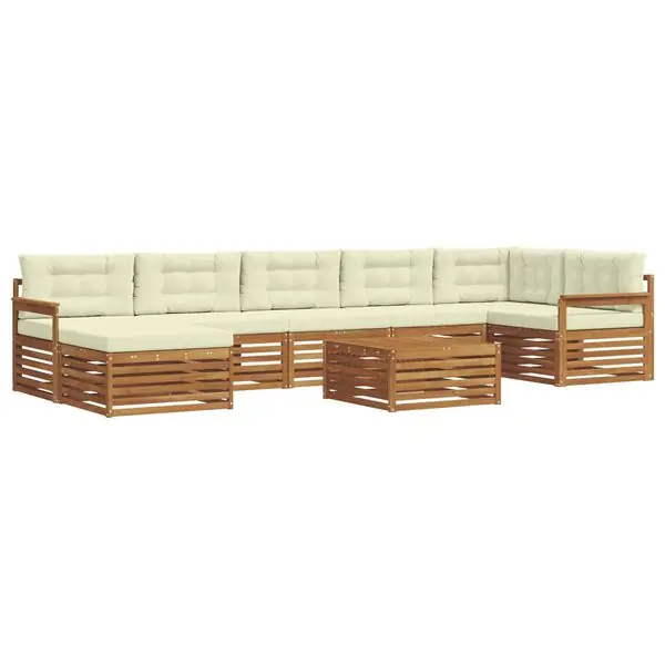 Outlet vidaXL Utomhussoffset med kudde 8 pcs Naturlig och Grädde