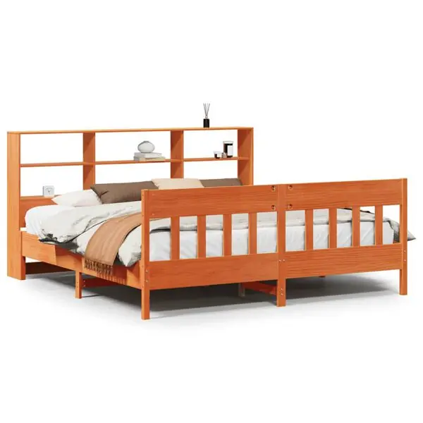 Nedsatt pris vidaXL Sängram utan madrass vaxbrun 200x200 cm massiv furu