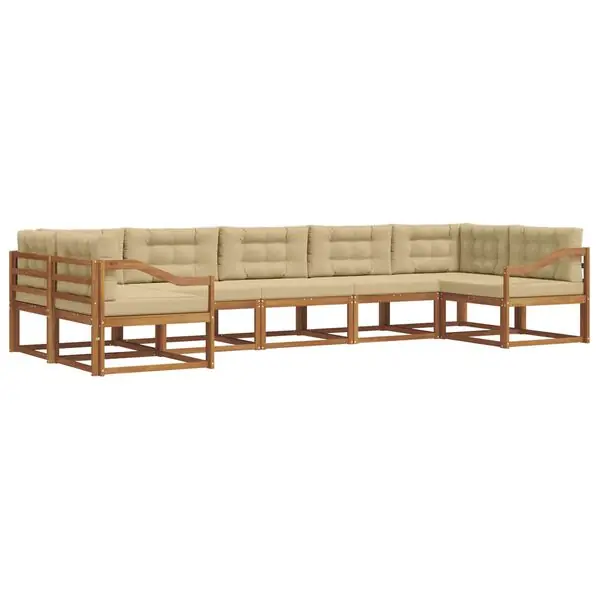 I lager vidaXL Utomhussoffset med kudde 7 pcs Naturlig och Beige