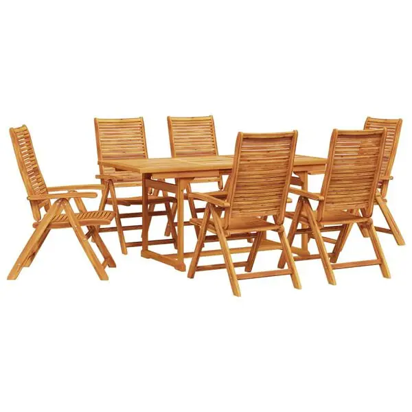 vidaXL Trädgårdsmöbelset 7 pcs Brun Massivt Akaciaträ Nyhet