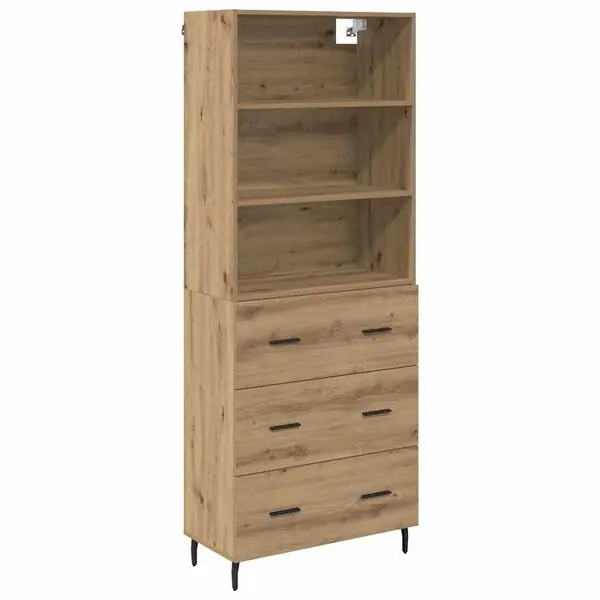 Köp nu vidaXL Skåp Artisan Ek 69,5 x 34 x 180 cm Konstruerat trä och glas