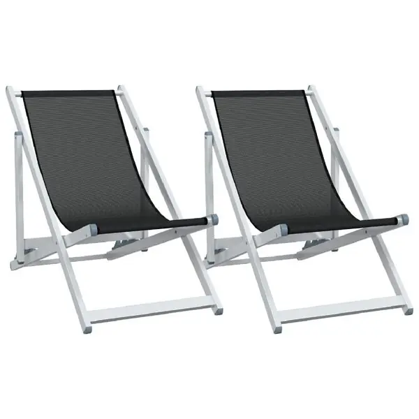 vidaXL Strandstolar hopfällbara 2 st svart aluminium och textilen Beställ idag