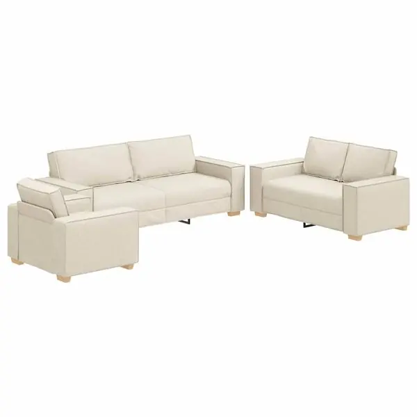 vidaXL Soffset 3 pcs Beige 220 x 80 x 84 cm Linnenblandad tyg Begränsad tid