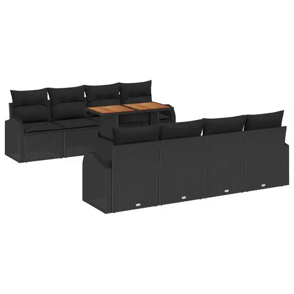 vidaXL Trädgårdsoffset med kudde 7 pcs Svart Outlet