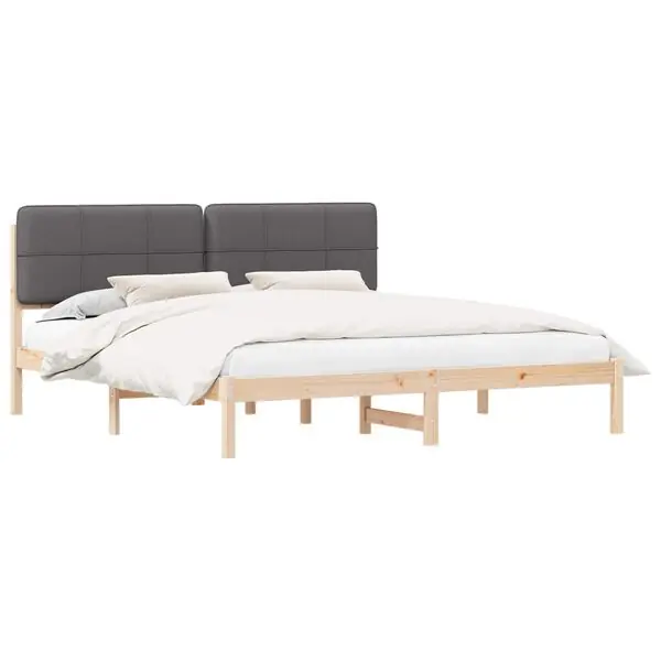 Billigare vidaXL Sängram med Klädd Huvudgavel Mörkgrå 180 x 200 cm Massiv furu