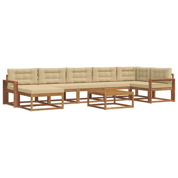 Handla nu vidaXL Utomhussoffset med kudde 8 pcs Naturlig och Beige