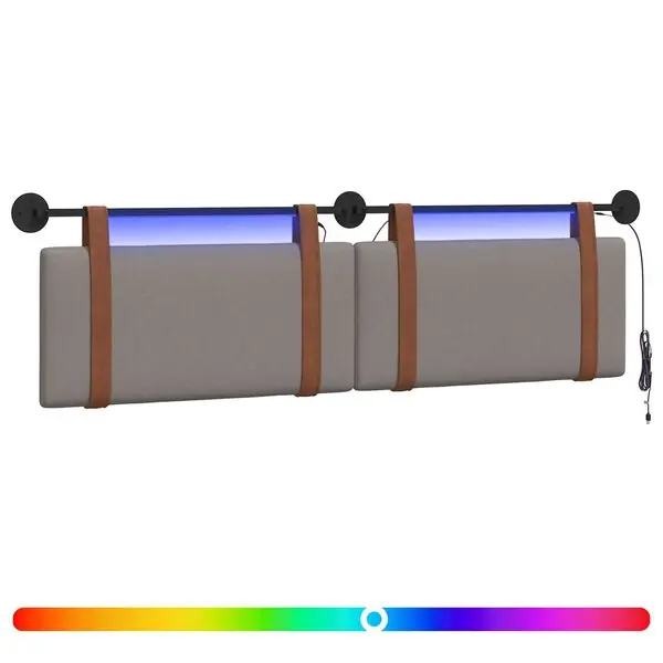 vidaXL Hängande sänggavel Med LED-lampa Taupe Antik PU Kundfavorit