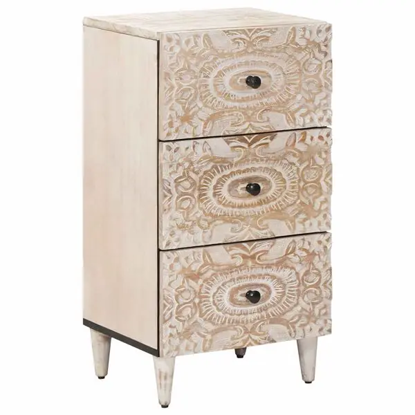 Nedsatt pris vidaXL Sideboard med låda Vit 40 x 33,5 x 75 cm Massivt mangoträ
