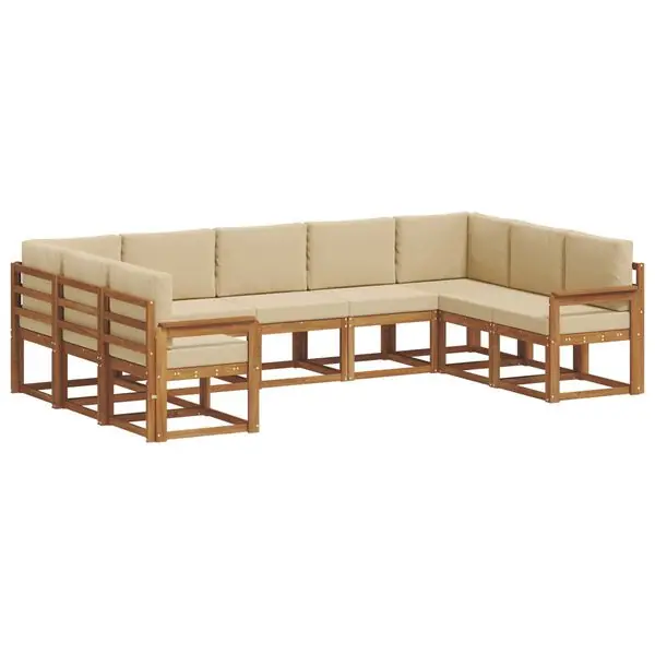 vidaXL Utomhussoffset med kudde 9 pcs Naturlig och Beige Billigare