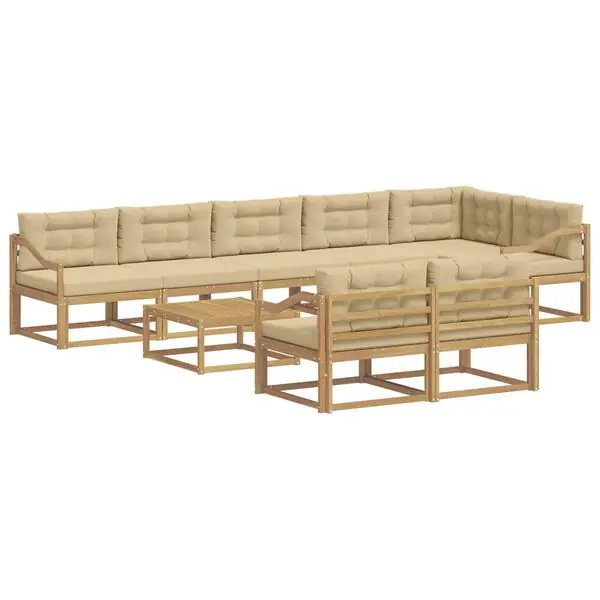 Endast idag vidaXL Utomhussoffset 9 pcs Vit och Beige 79 x 79 x 37 cm Polyester