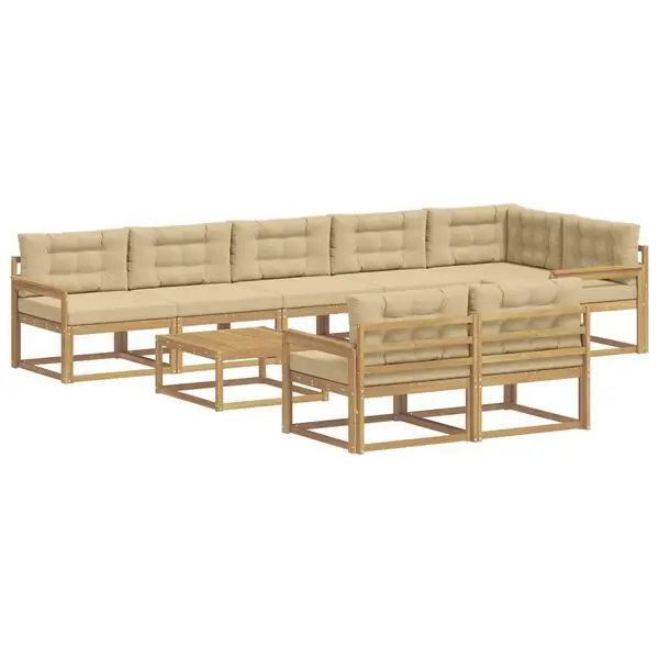 Outlet vidaXL Utomhussoffset 9 pcs Vit och Beige 79 x 79 x 37 cm Polyester