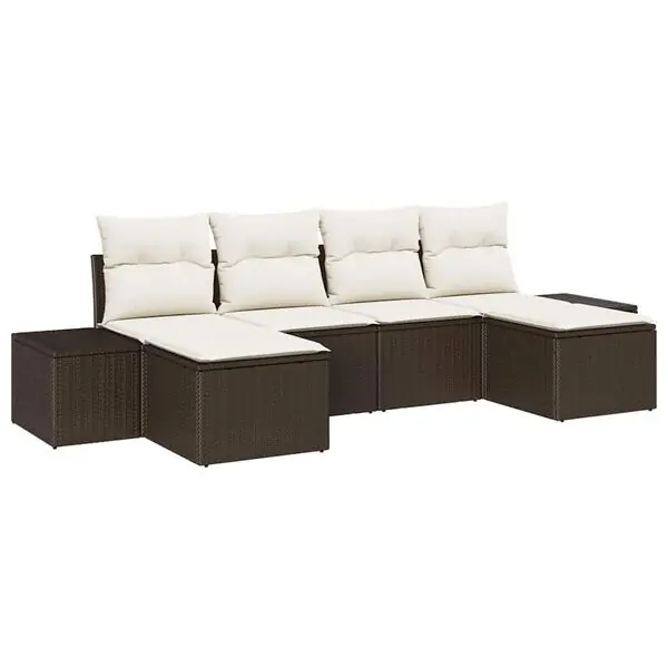Rabatt vidaXL Trädgårdsoffset med kudde 4 pcs Brun och Kräm konstrotting