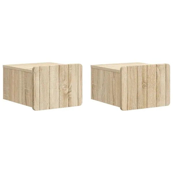 Säker betalning vidaXL Väggmonterat Sängbord 2 pcs Sonoma-ek 33 x 34,5 x 24 cm
