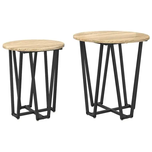 vidaXL Sidobordsset 2 pcs Sonoma Ek och Svart Rabatt