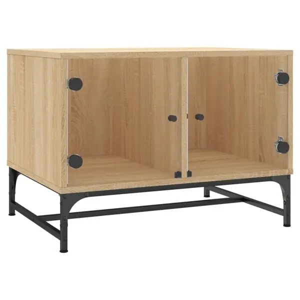 vidaXL Soffbord med glasdörrar sonoma-ek 68,5x50x50 cm Begränsat antal