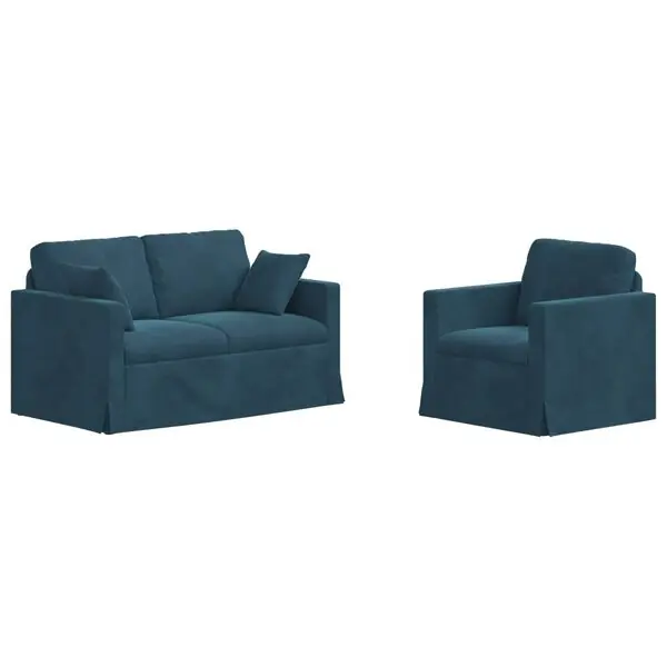 vidaXL Soffset 2 pcs Blå 138 x 78 x 80 cm Sammet Erbjudande