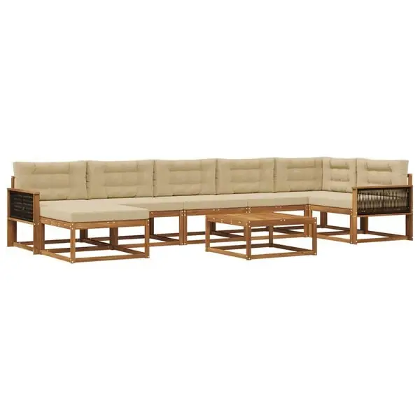 vidaXL Utomhussoffset med kudde 8 pcs Naturlig och Beige Endast denna vecka