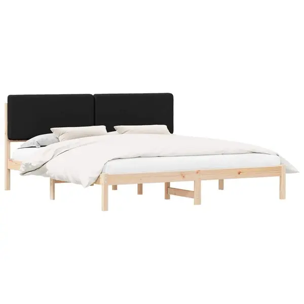 vidaXL Sängram med Klädd Huvudgavel Svart 180 x 200 cm Massiv furu Bästa pris