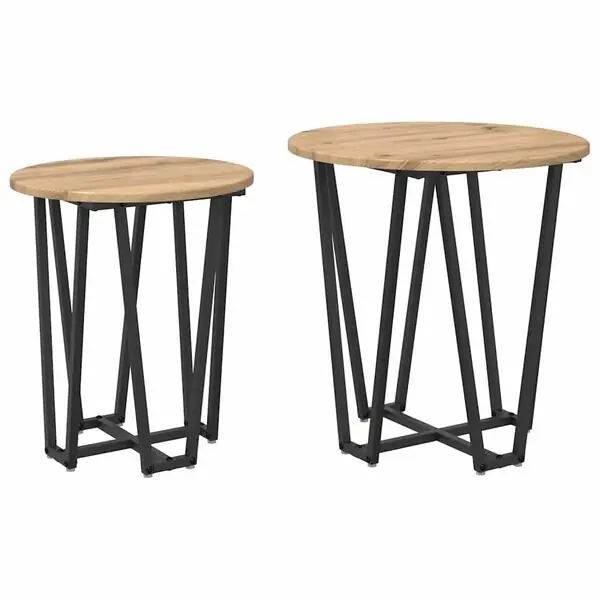 vidaXL Sidobordsset 2 pcs Artisan Ek och Svart Nyhet
