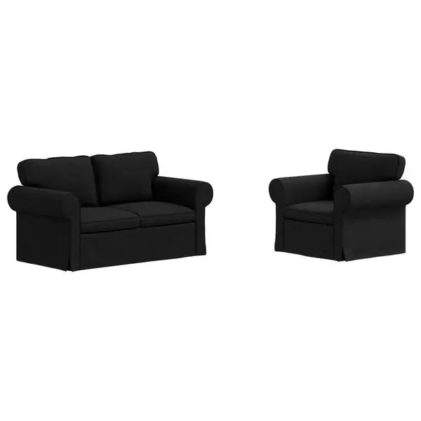 Säker betalning vidaXL Soffset 2 pcs Svart 155 x 82 x 80 cm tyg