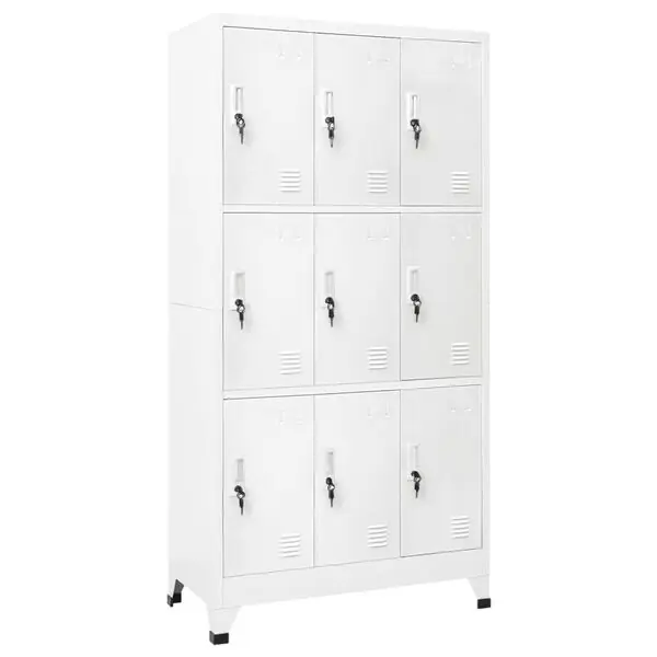 vidaXL Klädskåp för omklädningsrum med 9 fack stål 90x45x180 cm grå Outlet