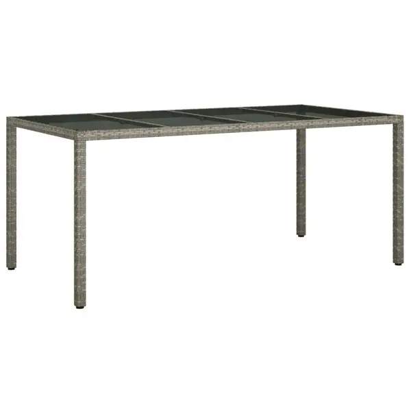 vidaXL Utebord grå 190x90x75 cm härdat glas och konstrotting Rabatter