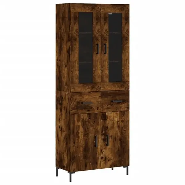 Trygg betalning vidaXL Högskåp rökfärgad ek 69,5x34x180 cm konstruerat trä