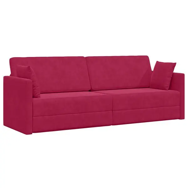 vidaXL Golvbäddsoffa Vinröd 213 x 70 x 77 cm Sammet Endast denna vecka