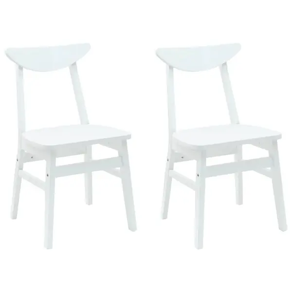 vidaXL Matstolar 2 pcs Vit 42 x 47,5 x 81 cm Massiv Gummiträ Sänkt pris