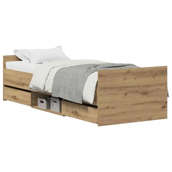 vidaXL Sängram med låda Artisan Ek 193 x 78 x 50 cm Konstruerat trä Sänkt pris