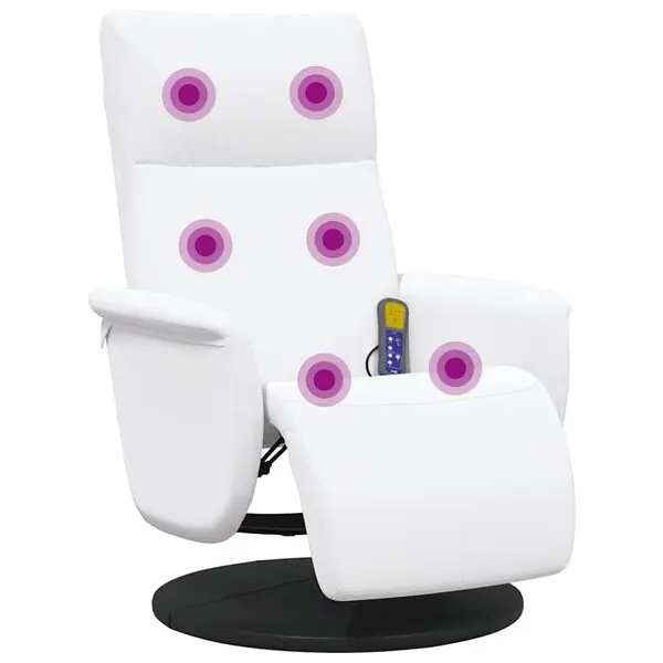 vidaXL Massagefåtölj med fotstöd vit konstläder Kundfavorit