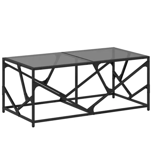 vidaXL Soffbord med svart glasskiva 98,5x50x41 cm stål Nyhet