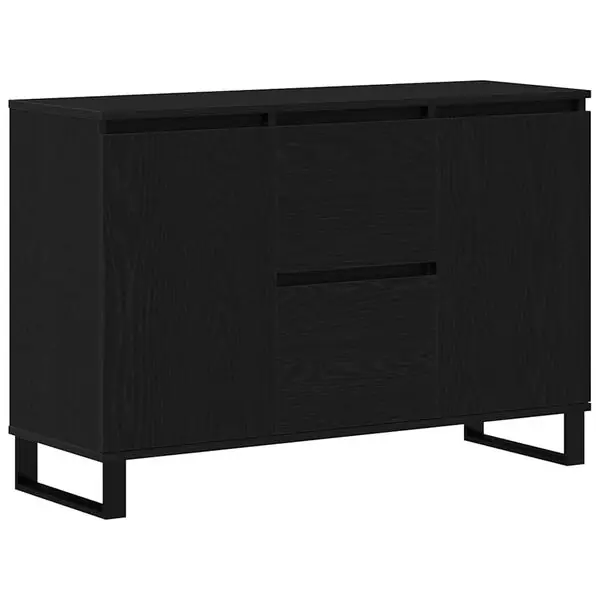 vidaXL Sideboard med låda Svart Ek 101,5 x 35 x 70 cm Konstruerat trä Fynd