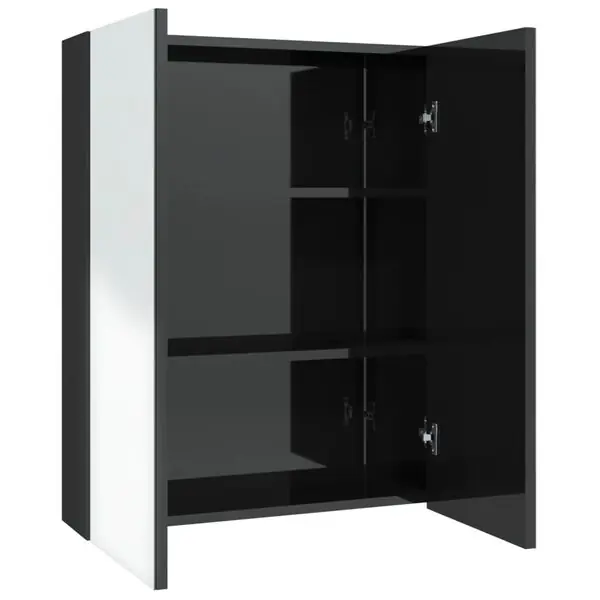 I lager vidaXL Spegelskåp för badrum svart glänsande 60x15x75 cm MDF